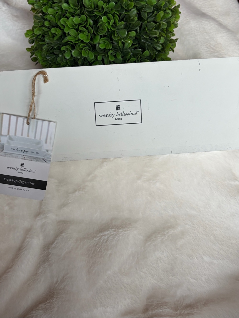 🩵 White Wooden Desk Organizer - Two-Compartment - Picture 9 of 10
